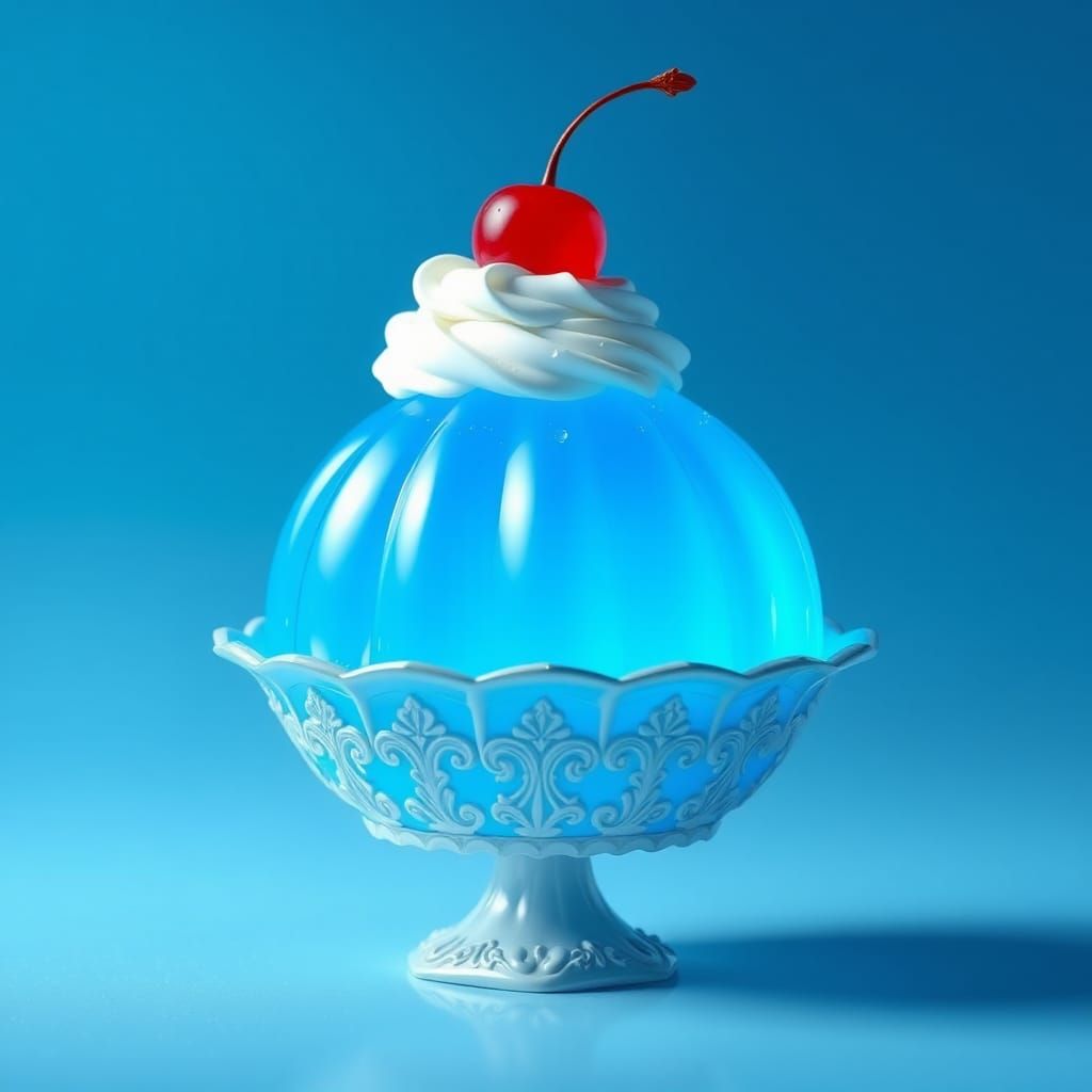 Electric Blue Gelatin Dessert in Fantasy Style