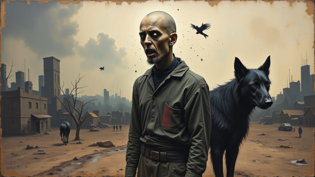 Haunting Figure in Desolate Landscape