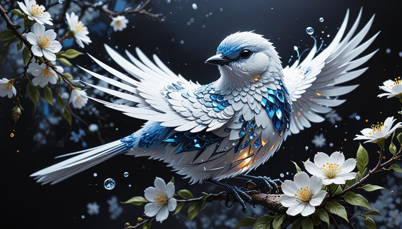 Jeweled Bird Escapes, Fractal Background