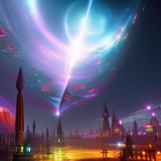 🌠 Time Portal to mystical galaxies in sky at deep night