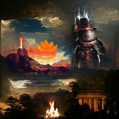 Epic Bonfire Landscape as Concept Art