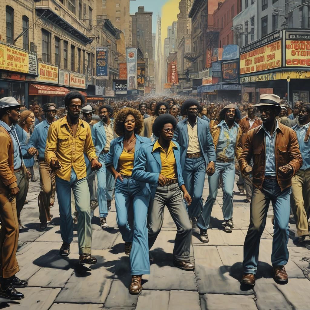 Harlem Street Dance Party in Seventies, Crumb Style