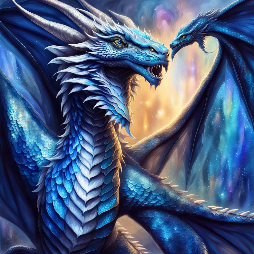 Majestic Blue Dragon Portrait in Fantasy Art Style