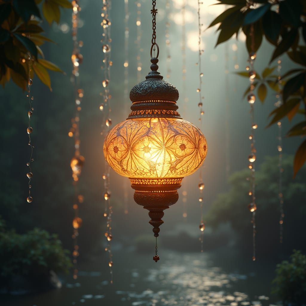 Ethereal Lantern with Golden Glow in Fantasy World