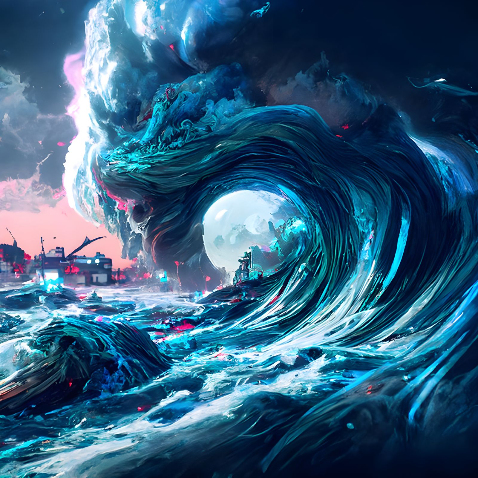 Wrathful Ocean Maelstrom Digital Illustration