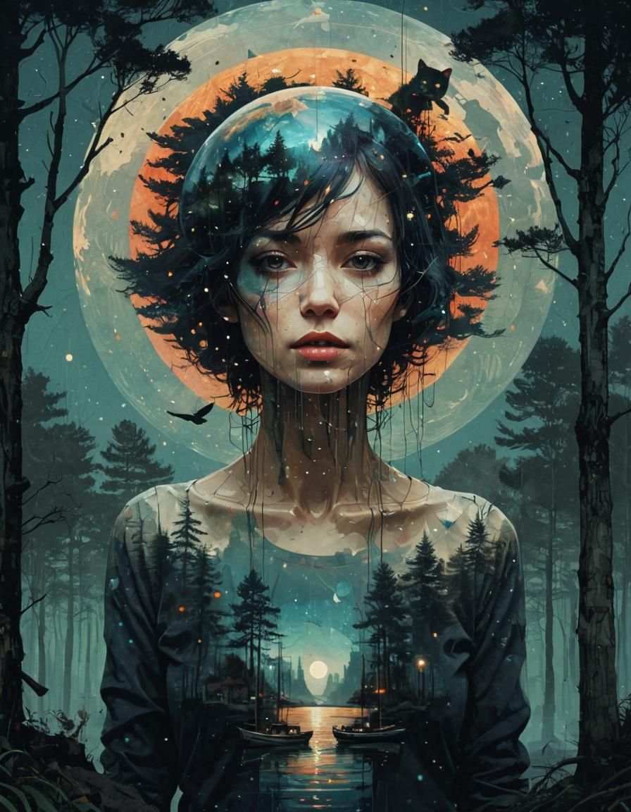 Double Exposure Lady