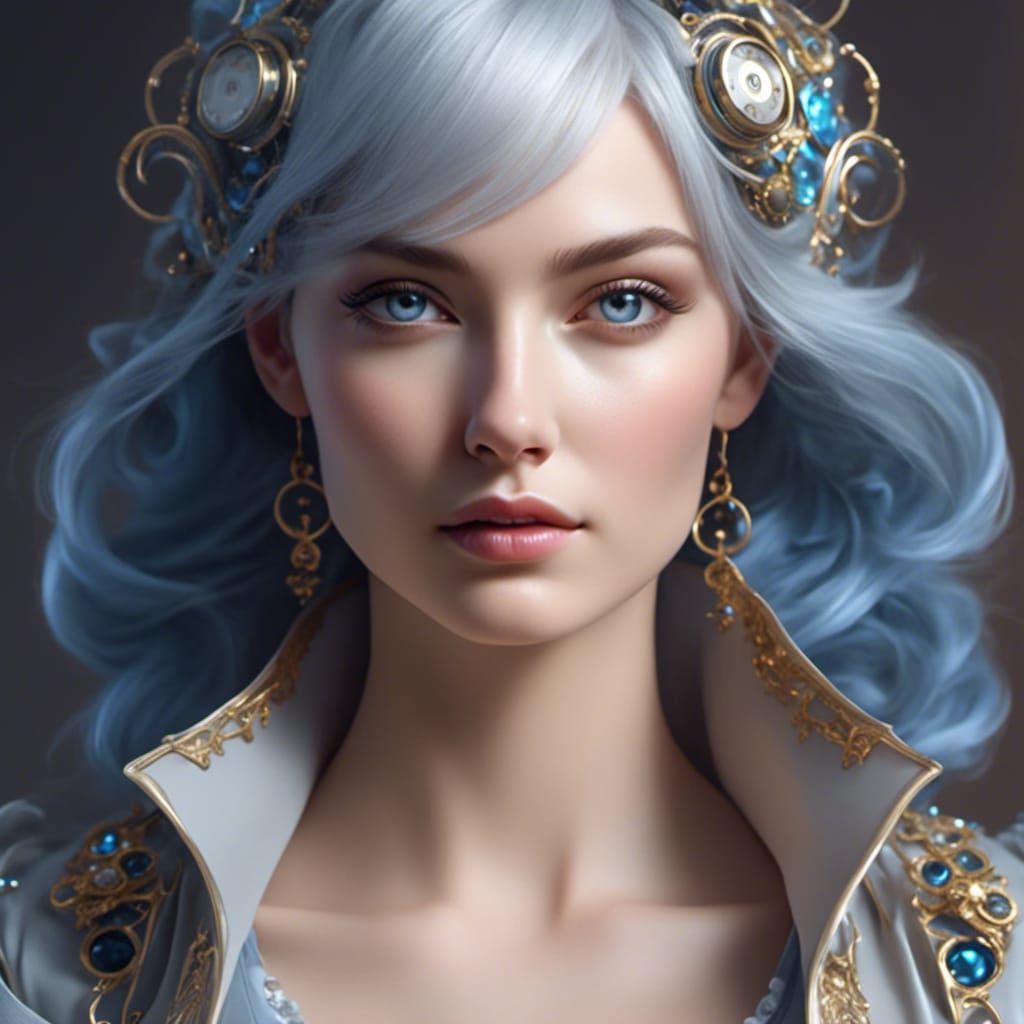 Steampunk Woman Portrait in Frosted Universe