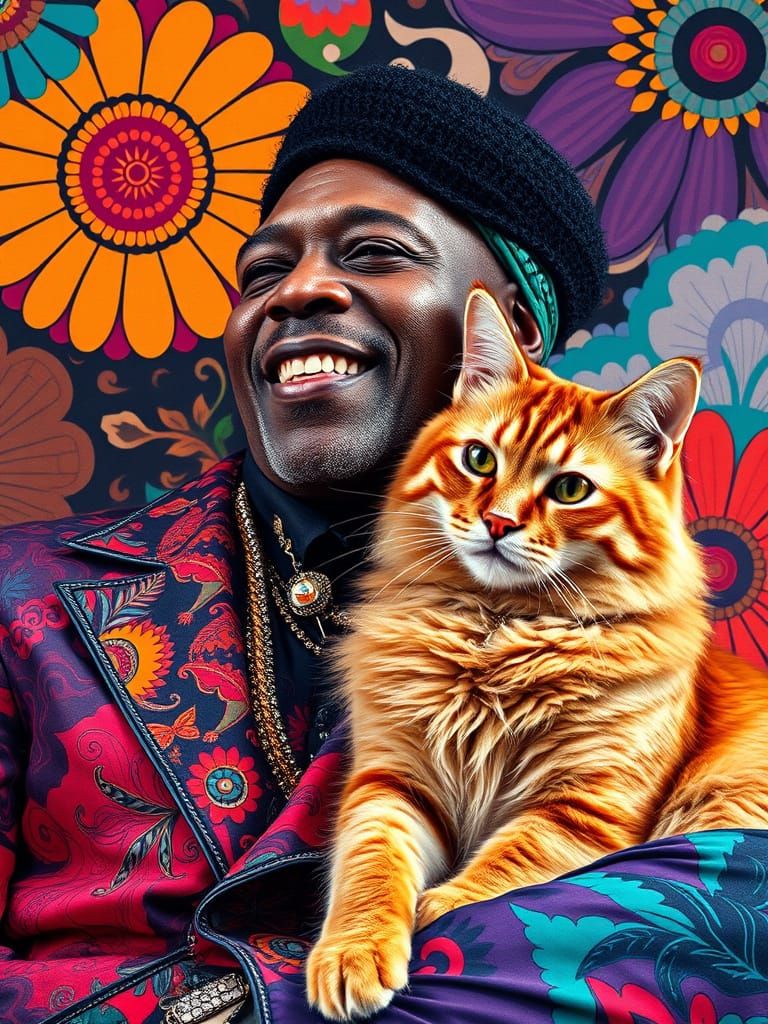 Golden Goddess James Brown: Vibrant Half-Body Portrait with ...