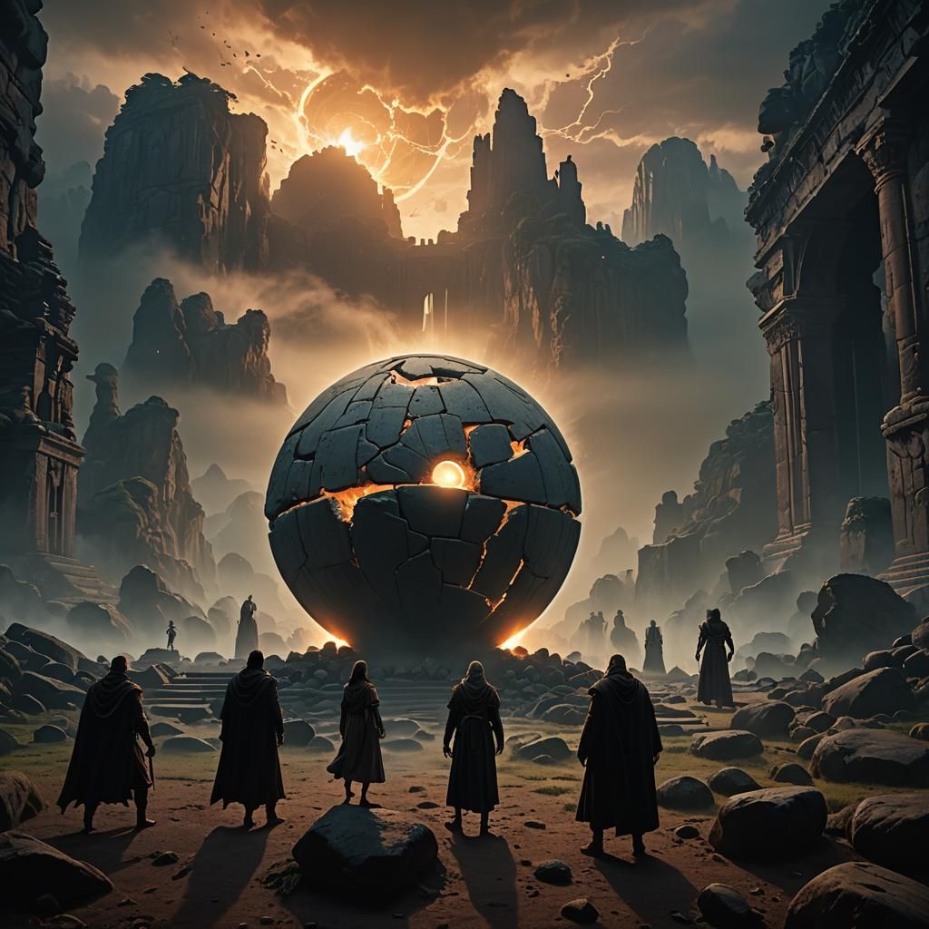 Glowing Energy Ball Emerges in Eerie Landscape