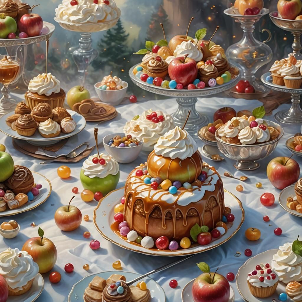 Caramel Apple with Sweets in Fantasy Style