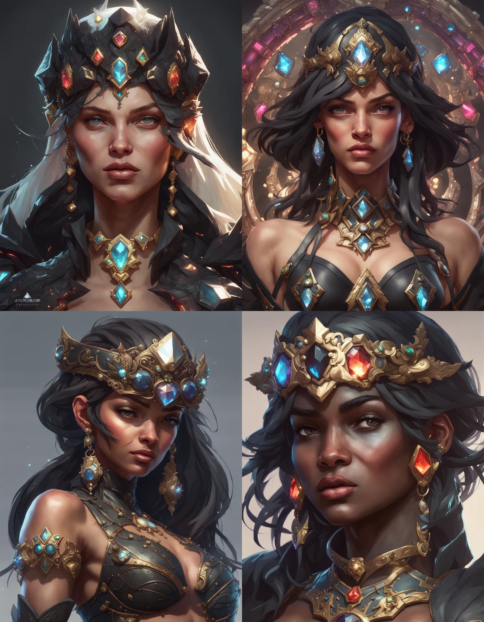 Bejeweled Black Battle Shorts Portrait in 8K Resolution