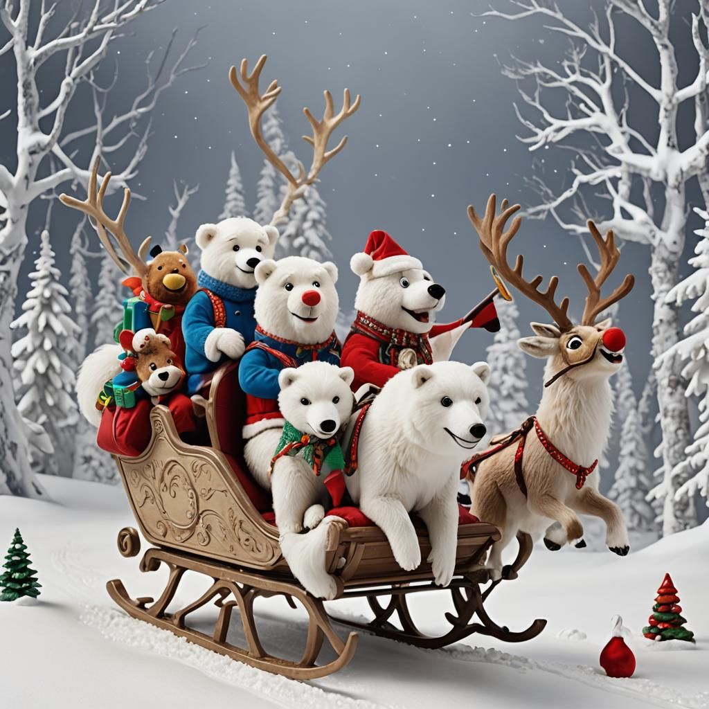 Muppet Animals Ride Santa's Sleigh