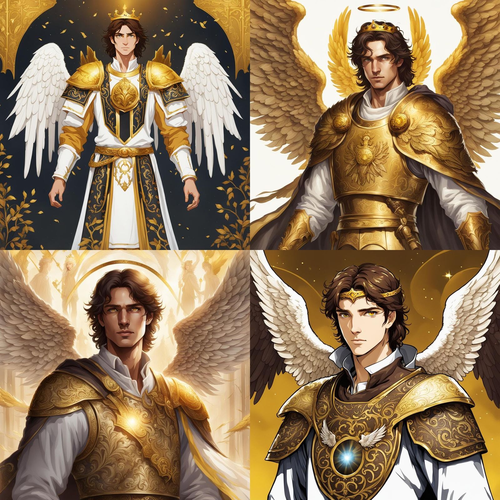 Young King with Angel Wings and Yellow Eyes