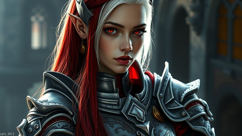 Gothic Fantasy Warrior in Intricate Silver Armor