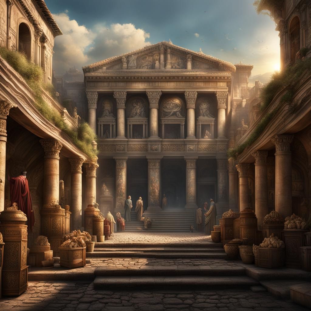 Epic Roman Market Entrance: Digital Matte Painting