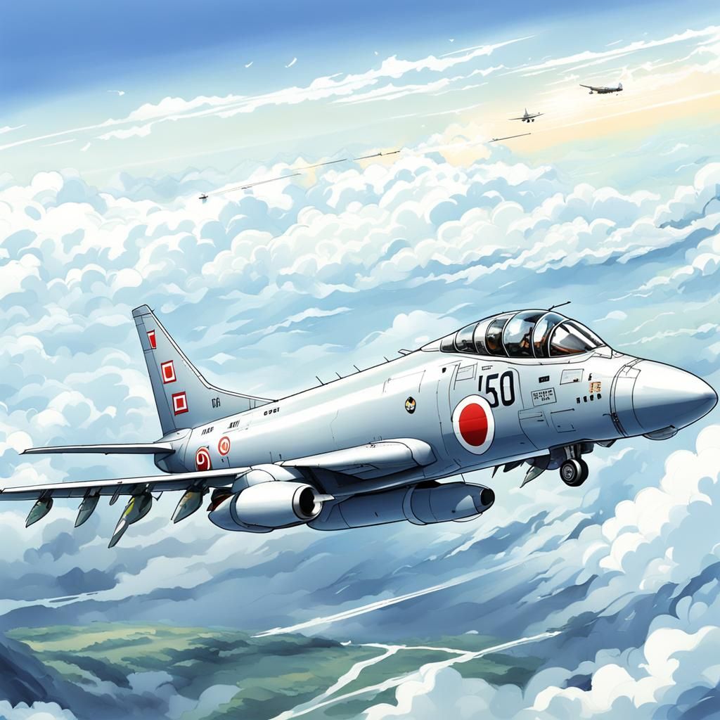 P-80 Fighter Jet in Anime Style