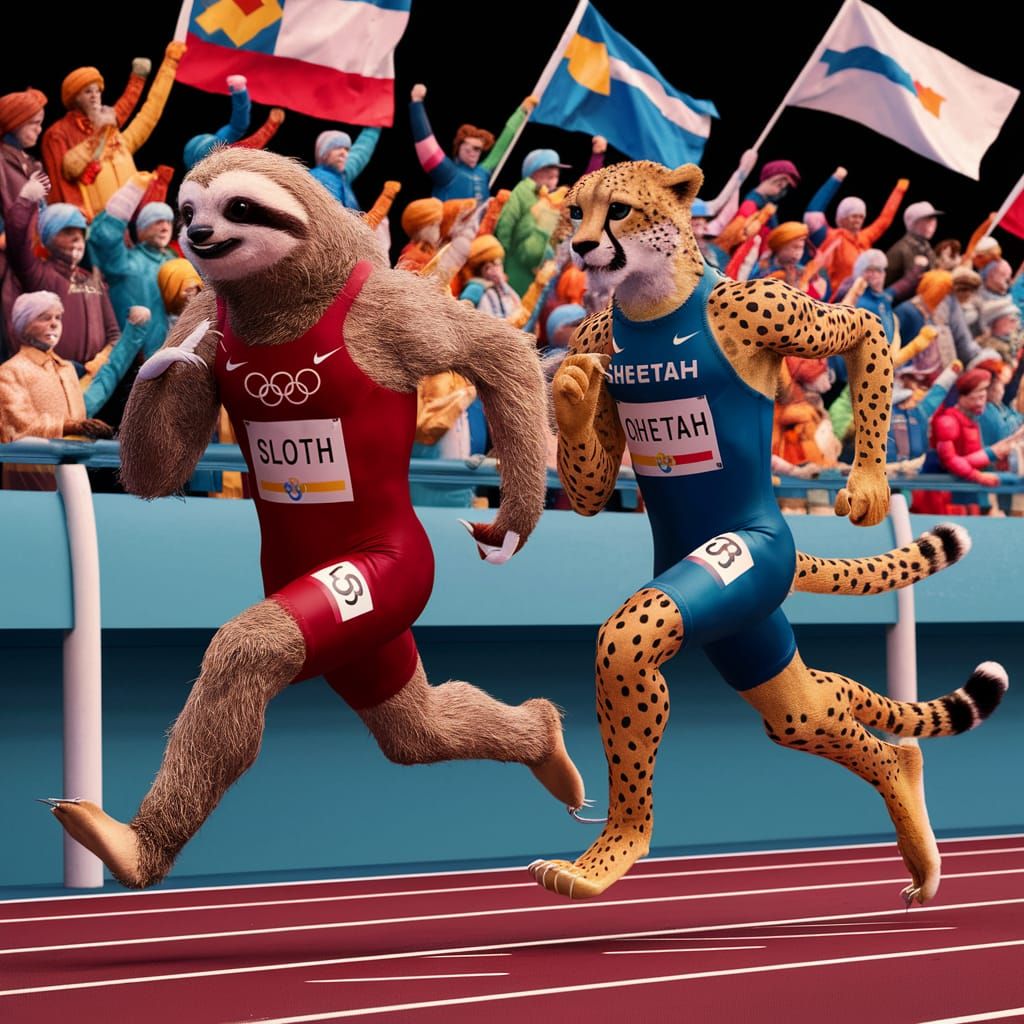 Sloth vs Cheetah: Olympic Race in Maximalist Style