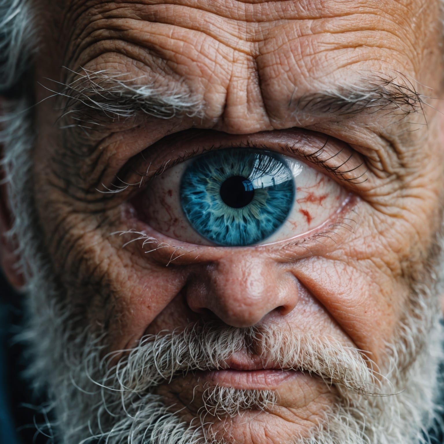 Ultra-Realistic Close-Up of an Old Wise Man's Visionary Eyes