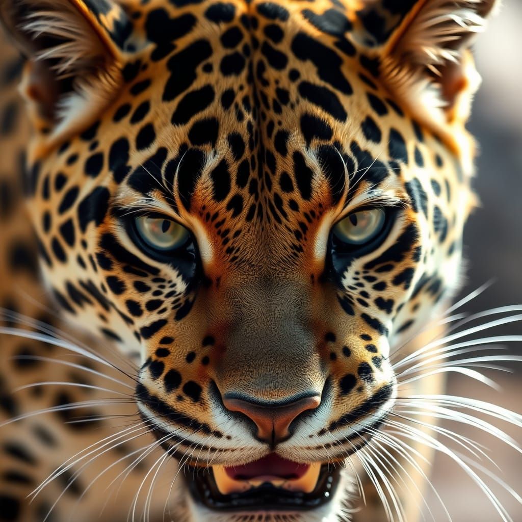 Jaguar's Fierce Gaze in Close-Up