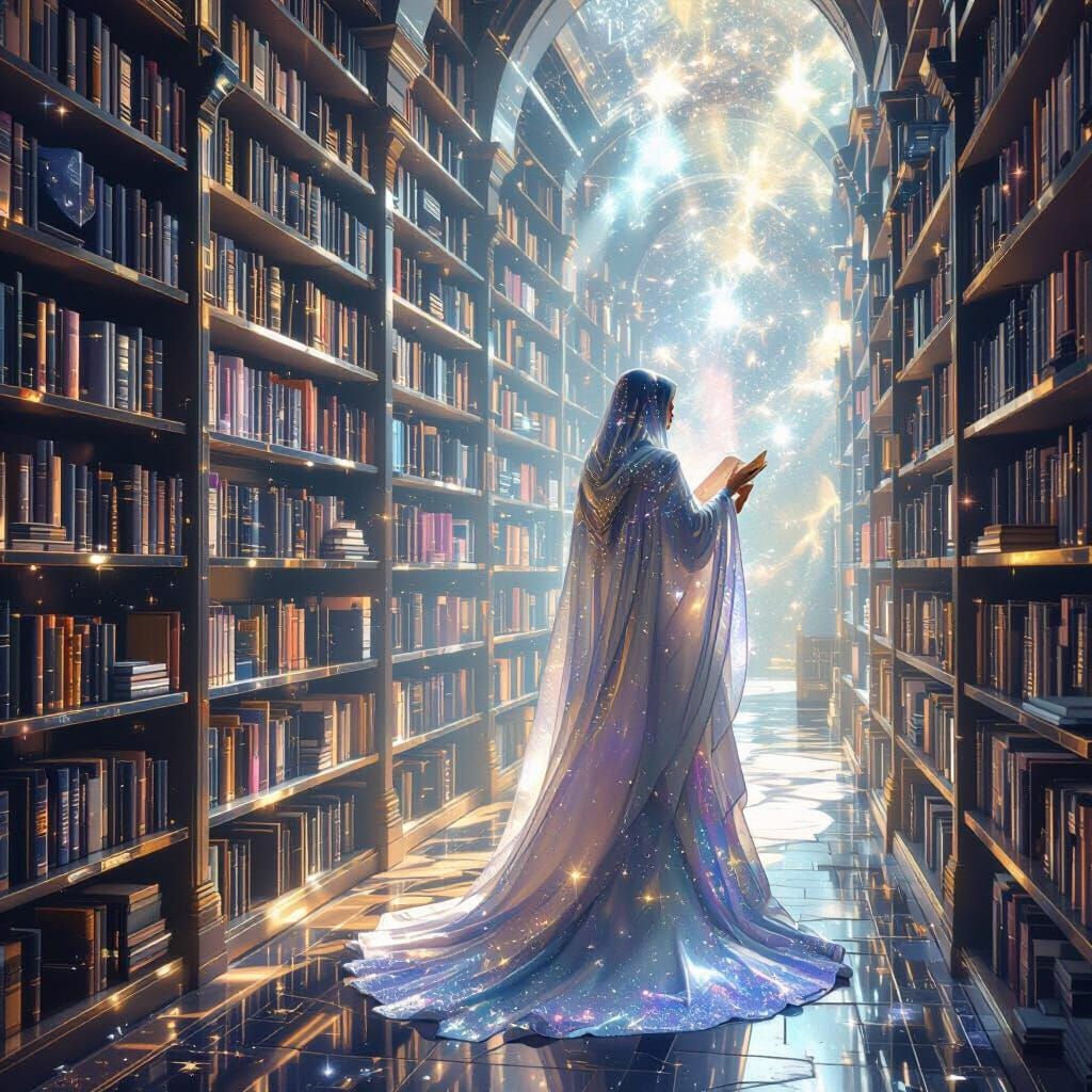 Celestial Librarian Shelving Constellations in Cosmic Librar...