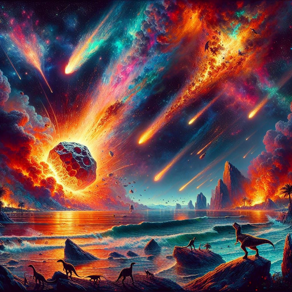 Chicxulub Asteroid Impact: A Fiery End in Fantasy Concept Ar...