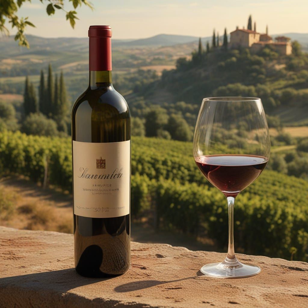 Tuscan Wine Bottle in Greg Rutkowski Style