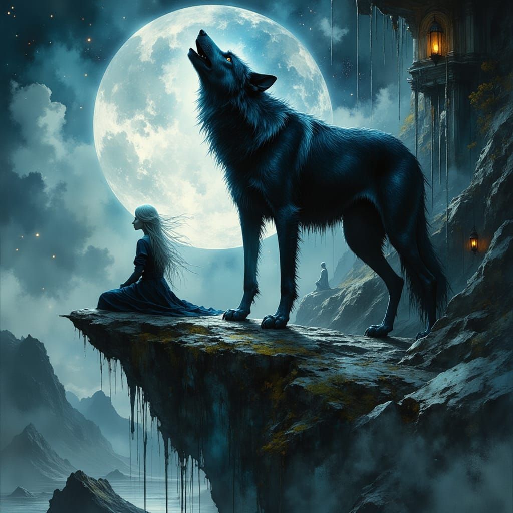 Lobo Aullando a la Luna Épica