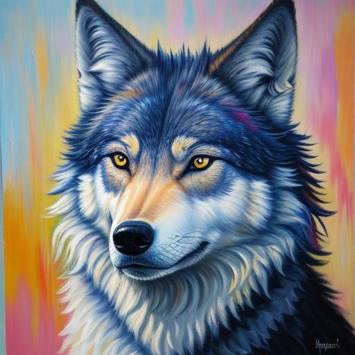 Hyperrealistic Wolf in Expressionist Oil Painting
