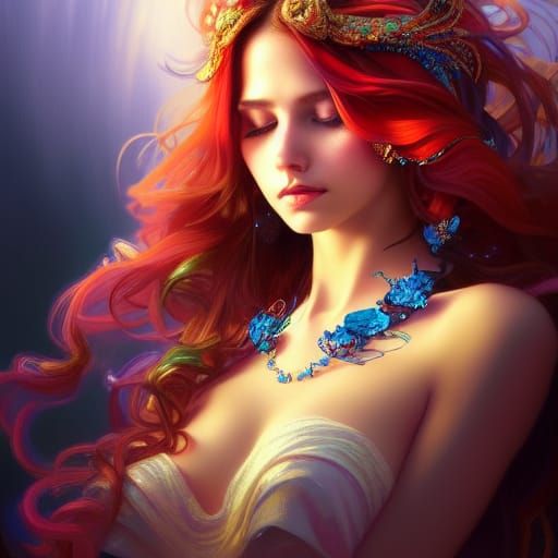 Colorful Portrait of a Seductive Woman