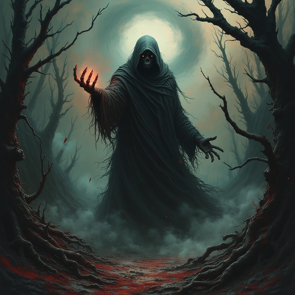 In a realm where nightmares take physical form, a spectral f...