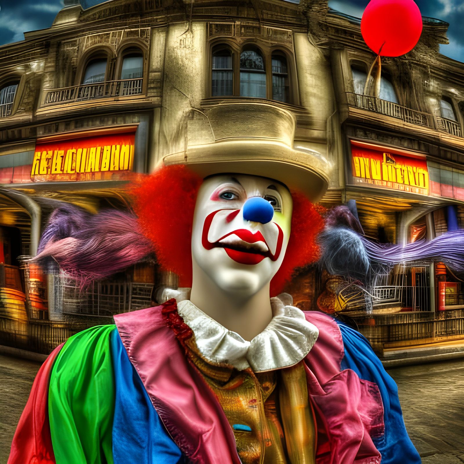 Clown Enters the Rat Race: Hyperrealistic Digital Art
