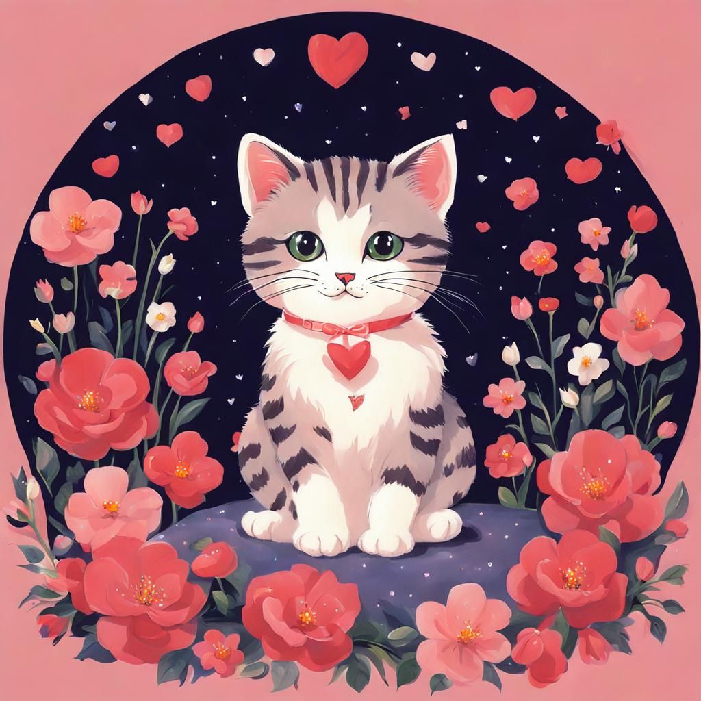 Nick Park Style Claymation Scene with Cute Cat Surrounded by...