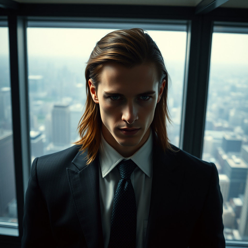 Brooding Man in Suit: Cinematic Portrait