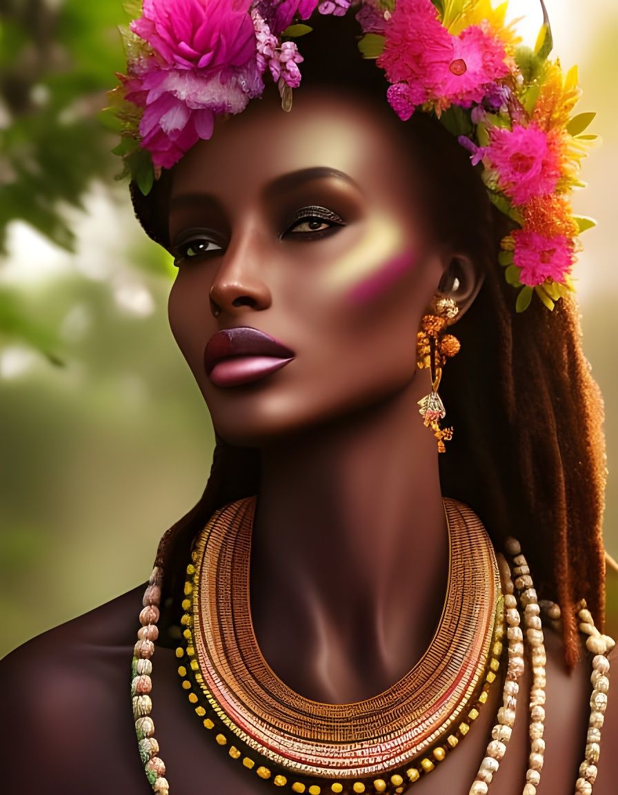 Beautiful Somali Goddess with Flower Crown
