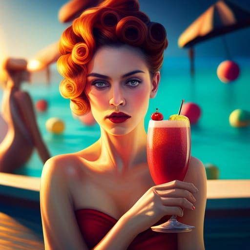 Summer Cocktails by the Pool: Digital Masterpiece