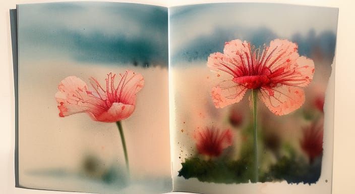 Hyperrealistic Open Book Illustration in Watercolour Style