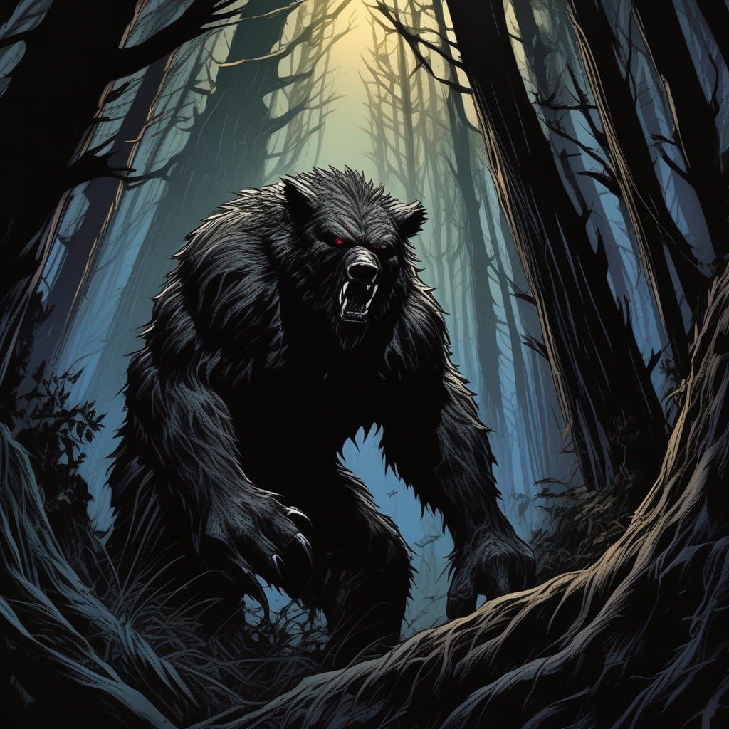 Gothic Noir Demonic Werebear Portrait