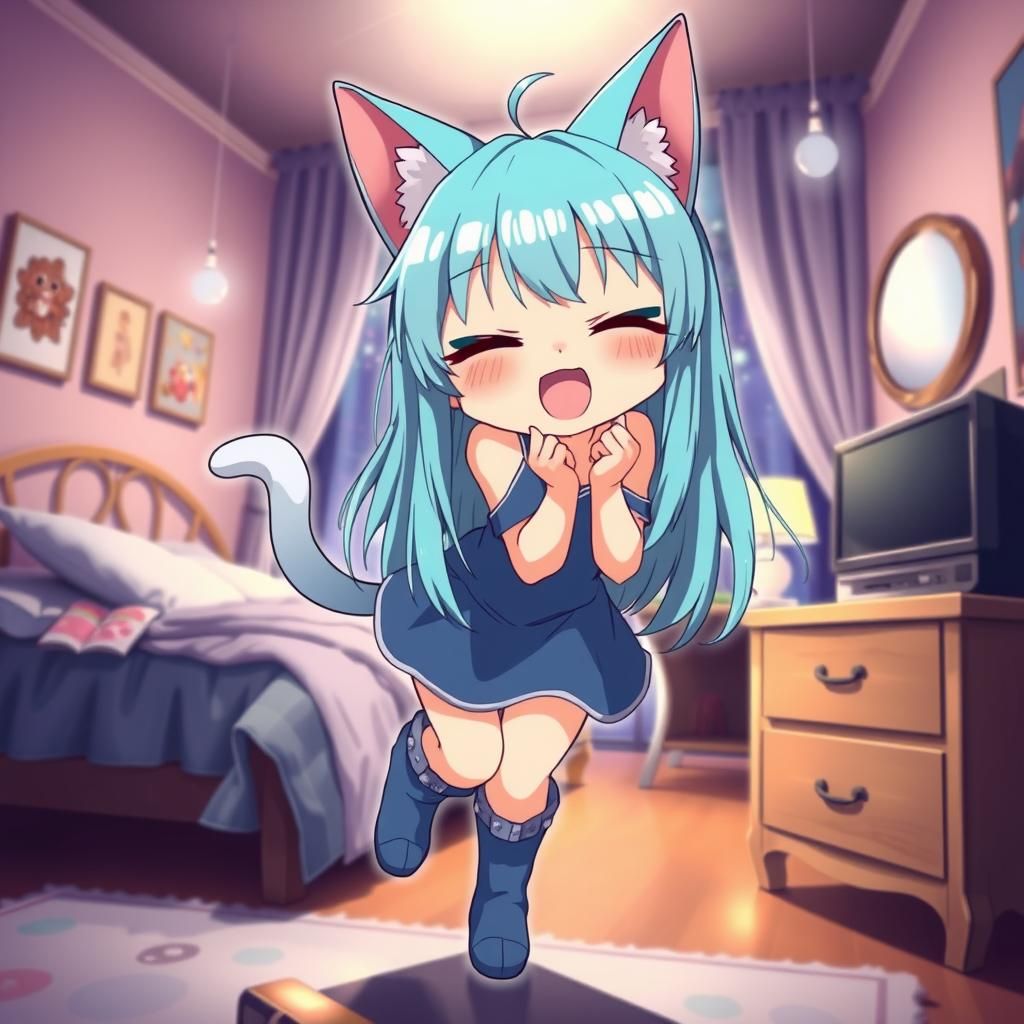 Adorable Anime Catgirls Display Amazing Bedroom