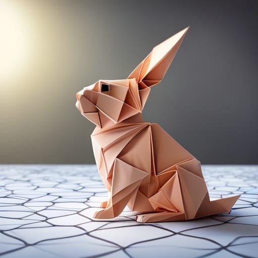 Photorealistic Origami Bunny Paper Sculpture