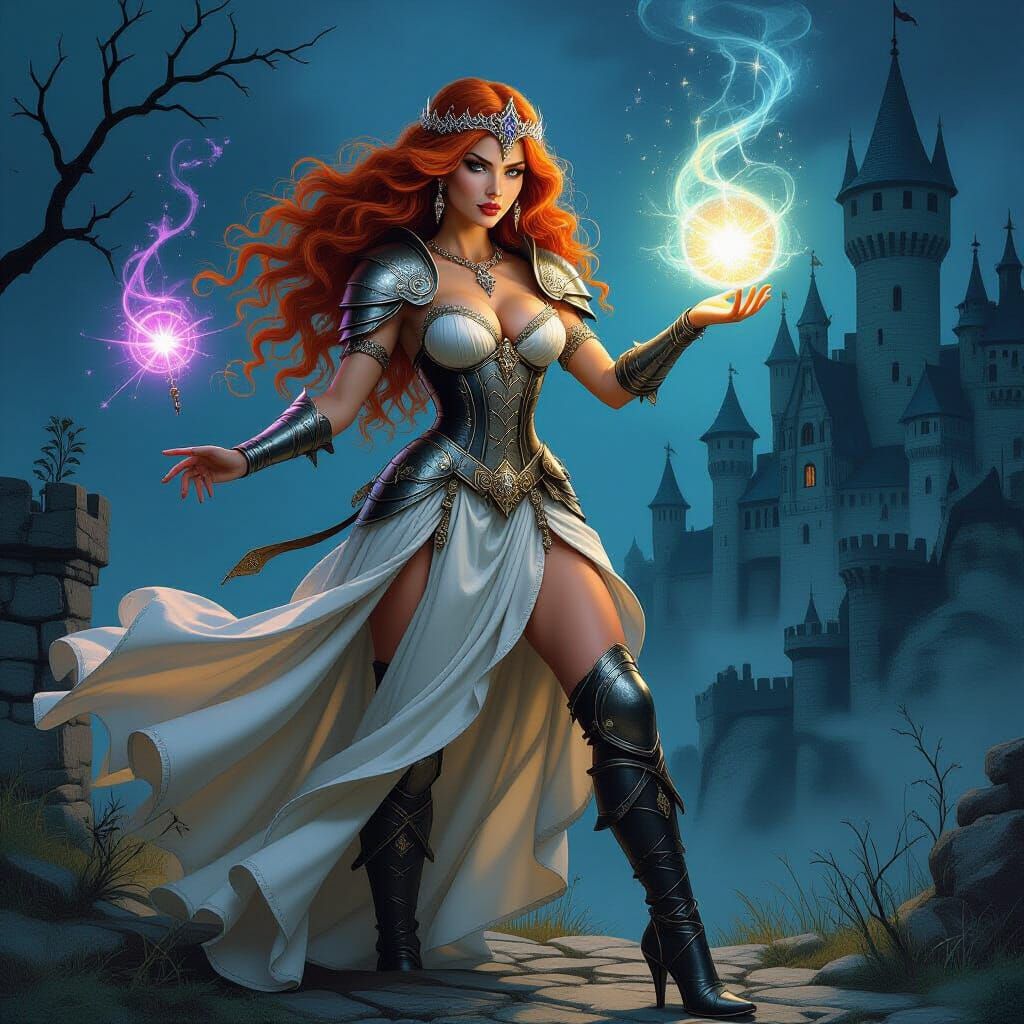 Red-Haired Warrior Princess Casting Magic