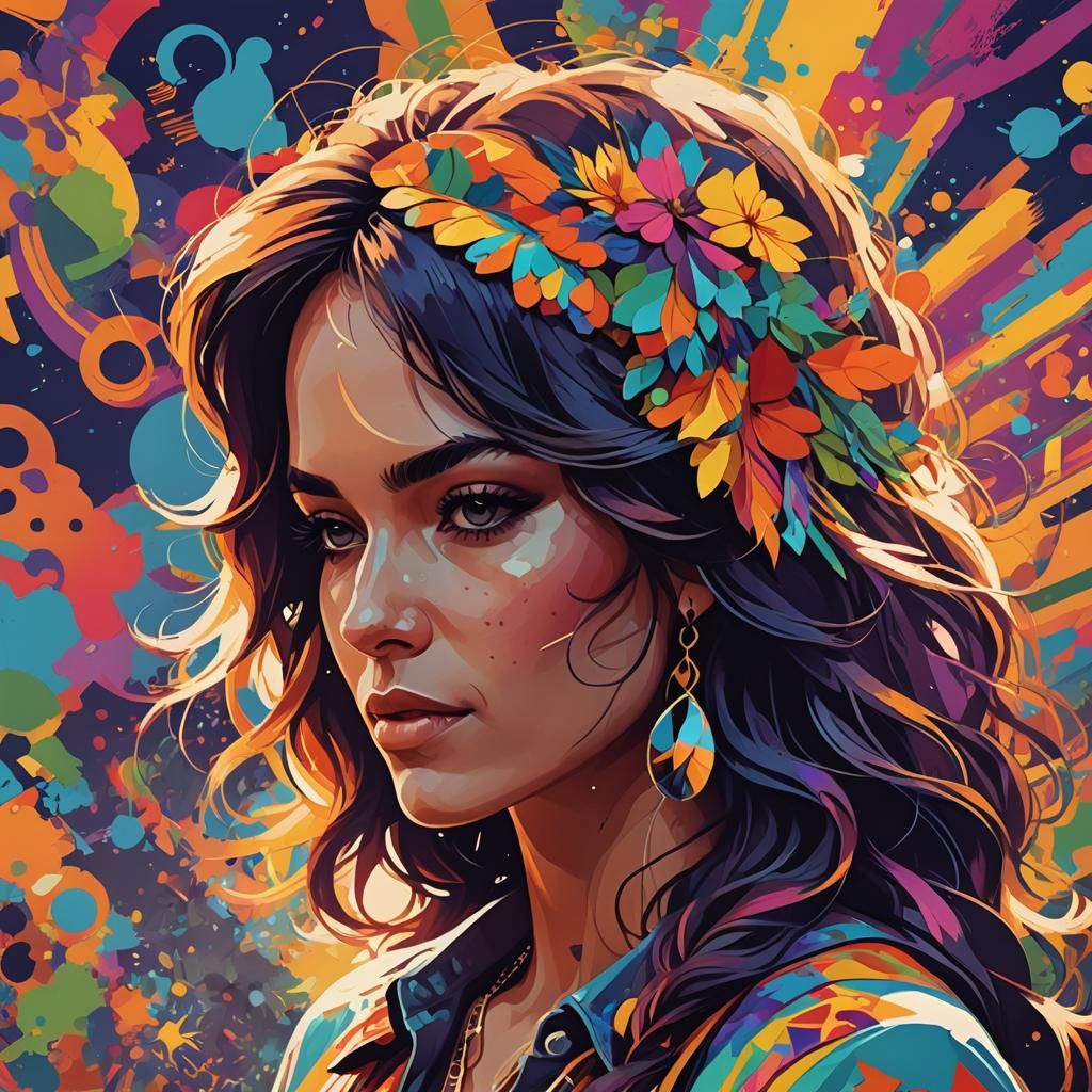 Girl at Woodstock Festival in WPAP Style