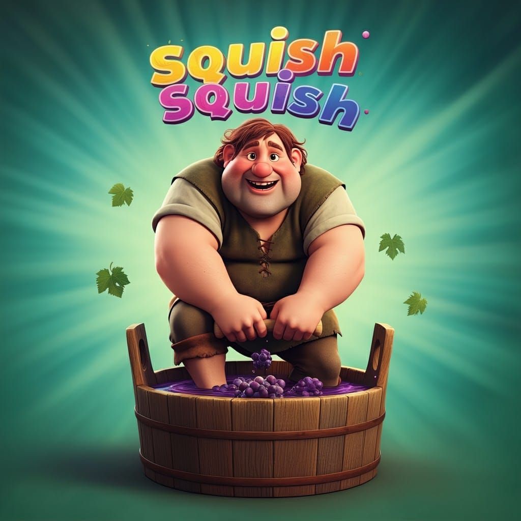 Saxon Peasant Grapes with Squish Text, 3D Render