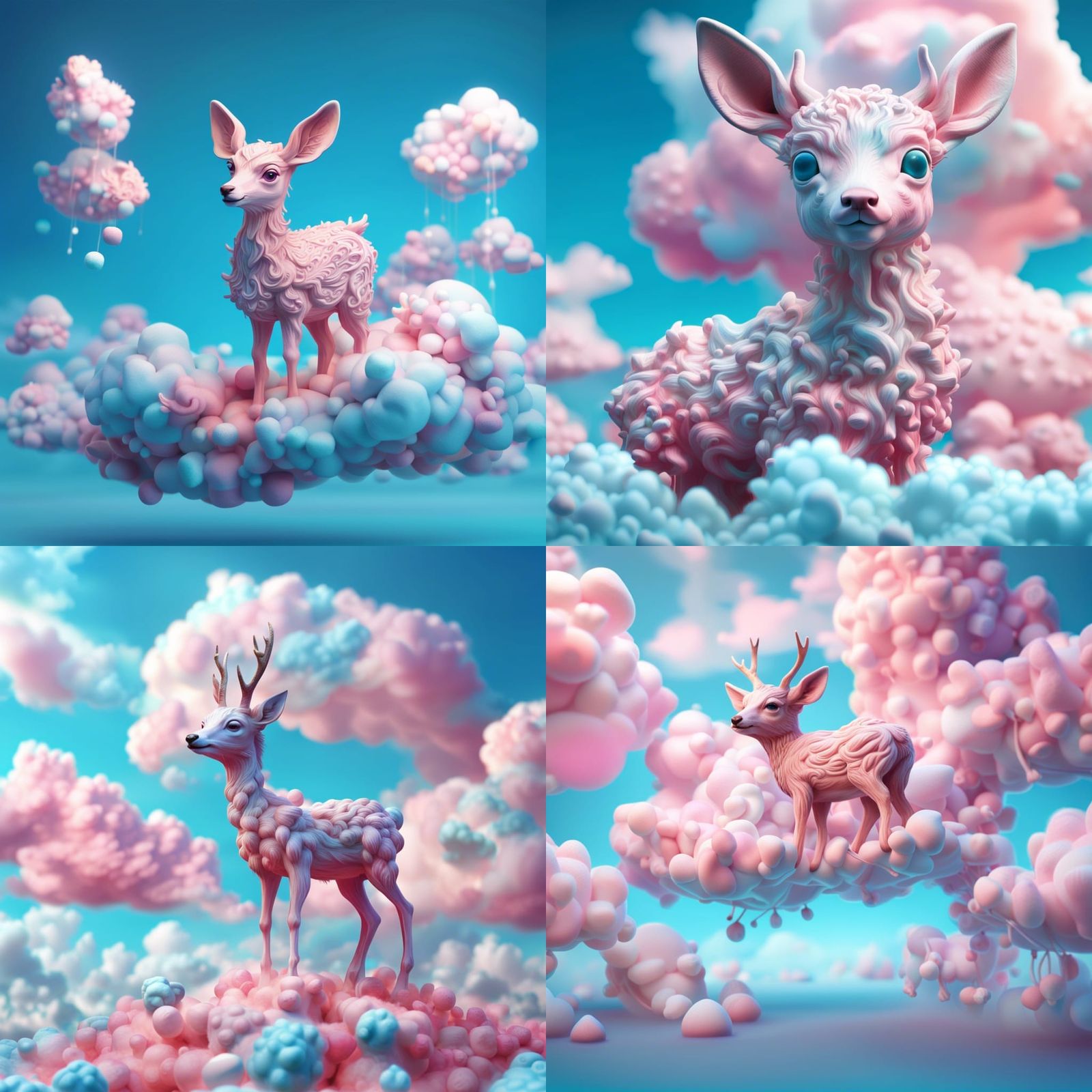 Cloud Deer Sculpture in Tranquil Sky
