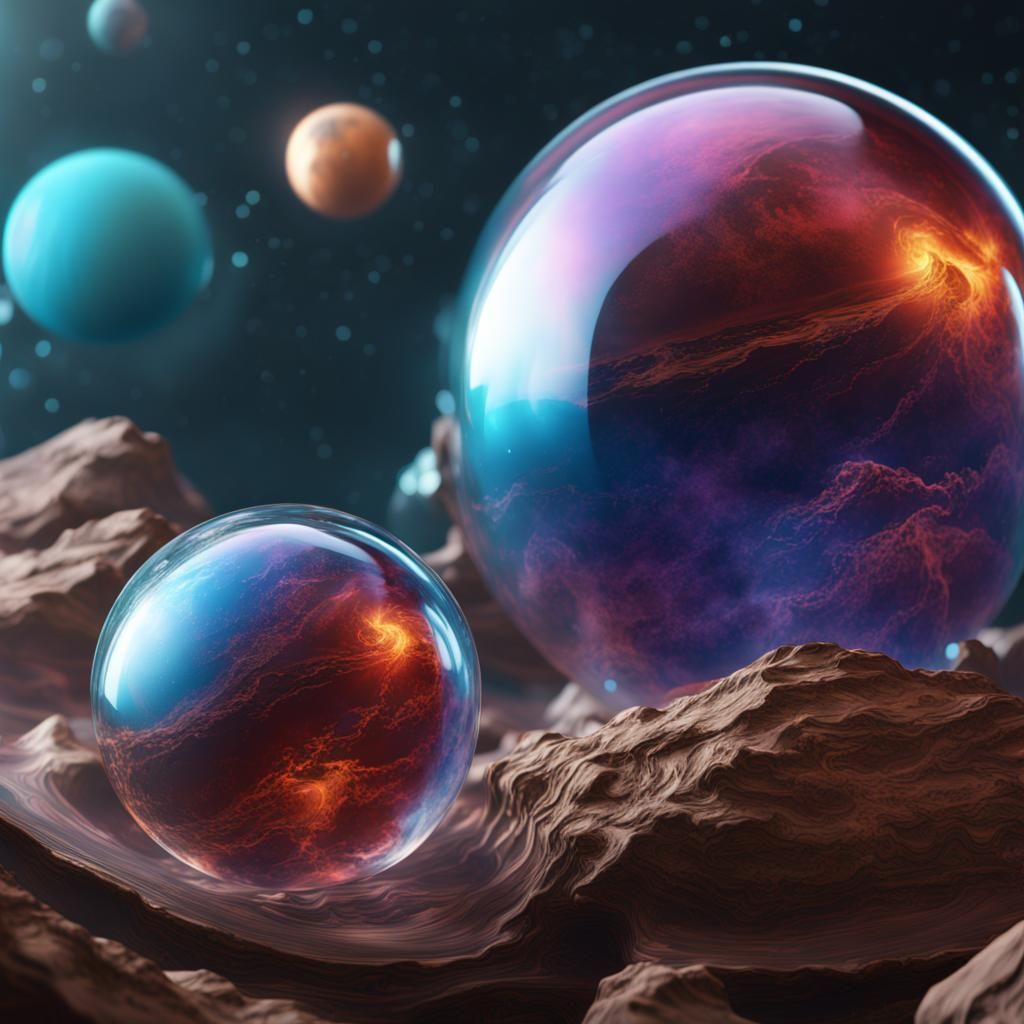 Fantastical Glass Planets in Detailed Matte Painting