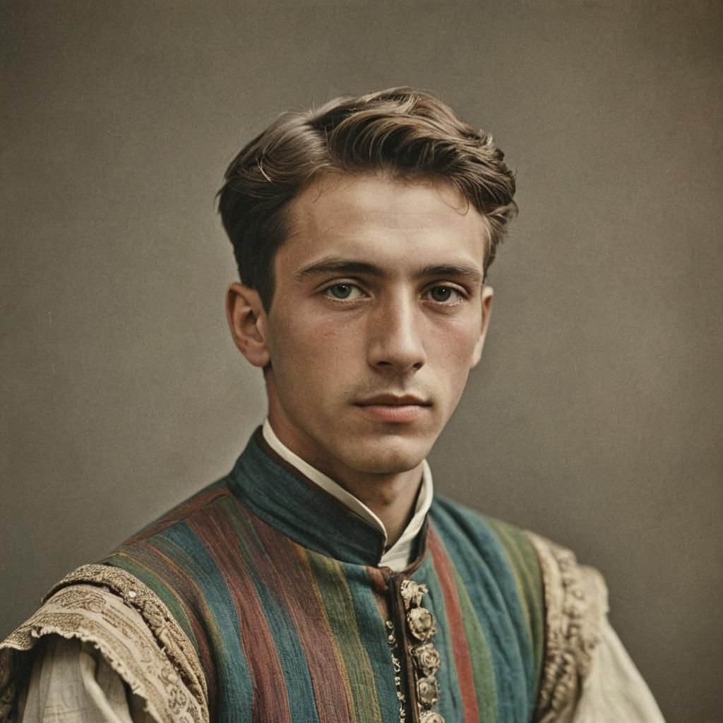 Hand-Colored Portrait in the Style of Early Photography