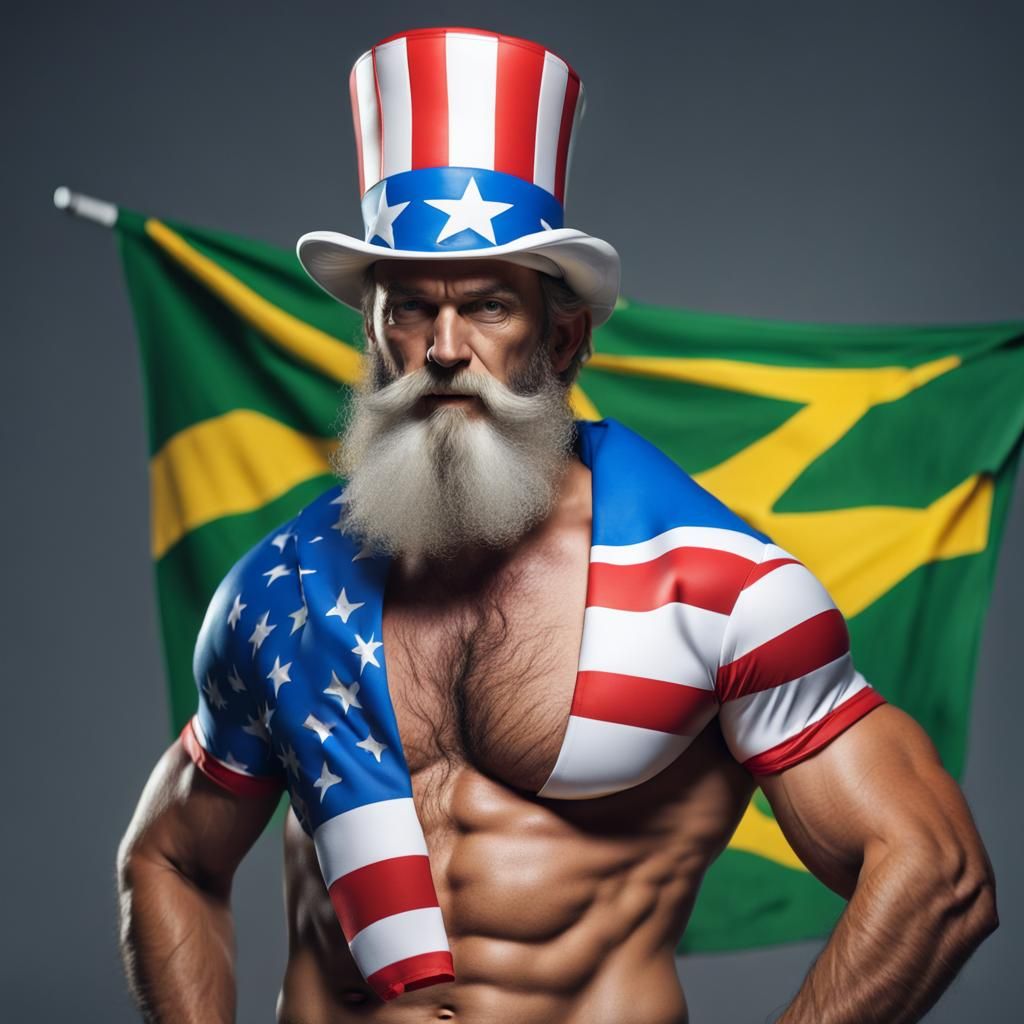 Muscular Uncle Sam in Brazilian Trunks, Ultra HD