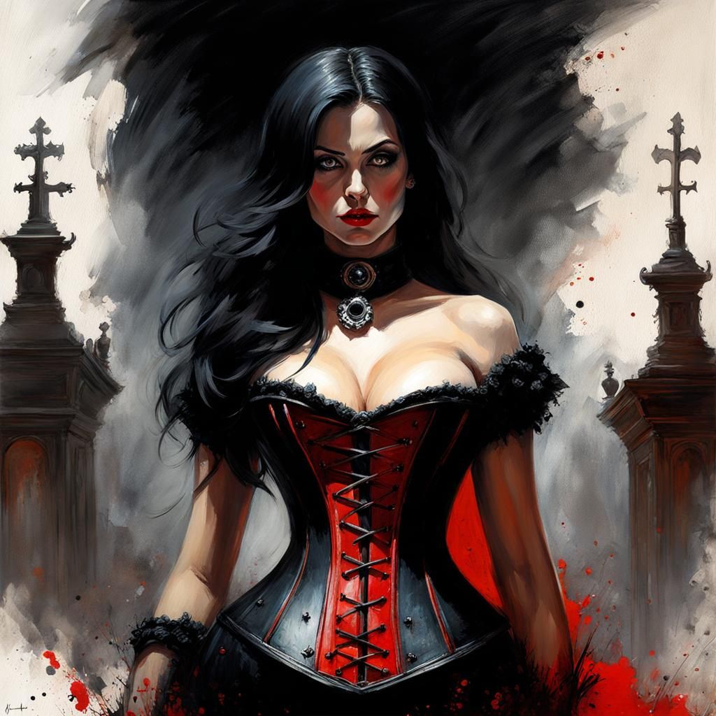 Gothic Woman Portrait in Oil Paint Style