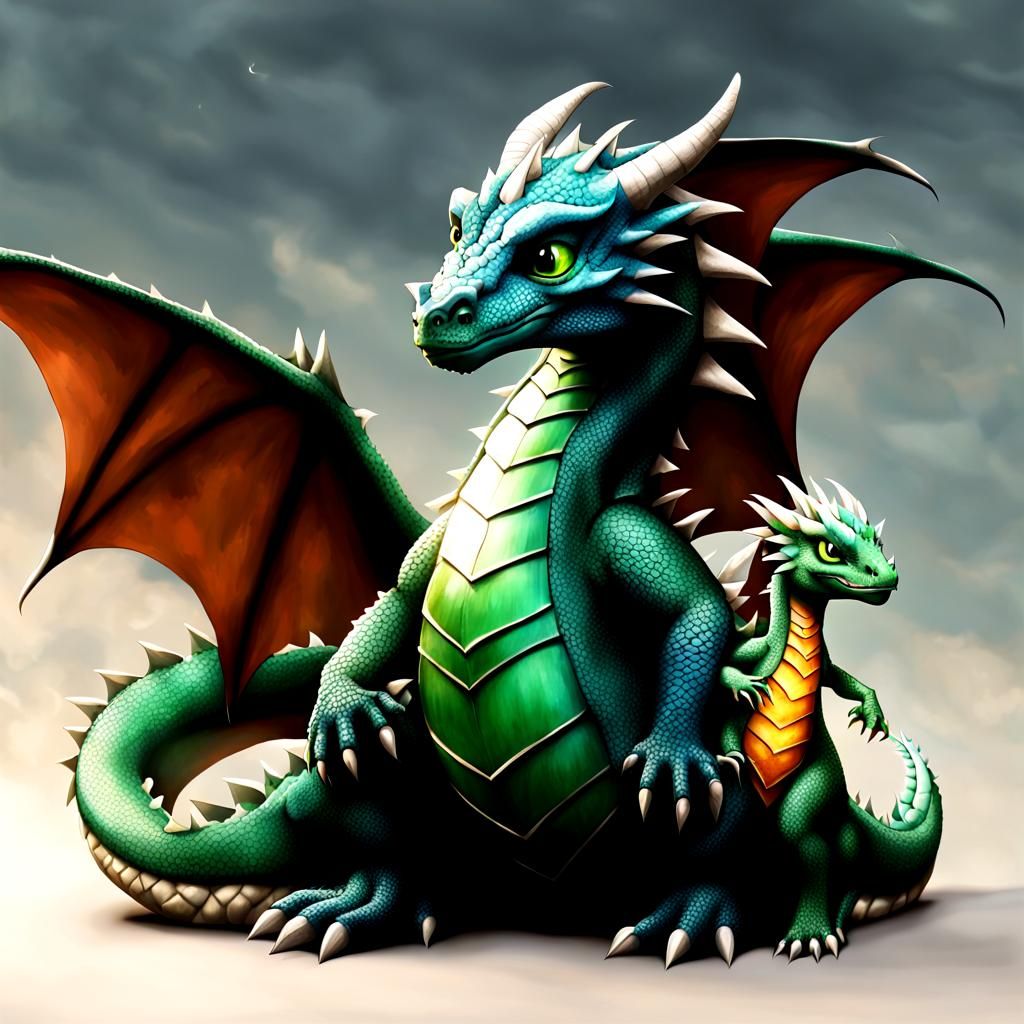 Mother and Baby Dragon Bonding at Castle