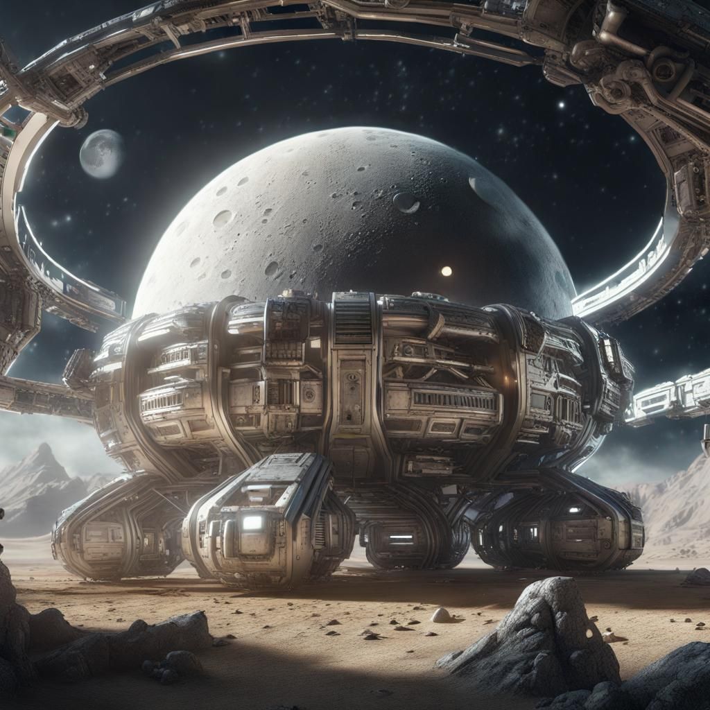 Cheese Moonbase in Futuristic Sci-Fi Style