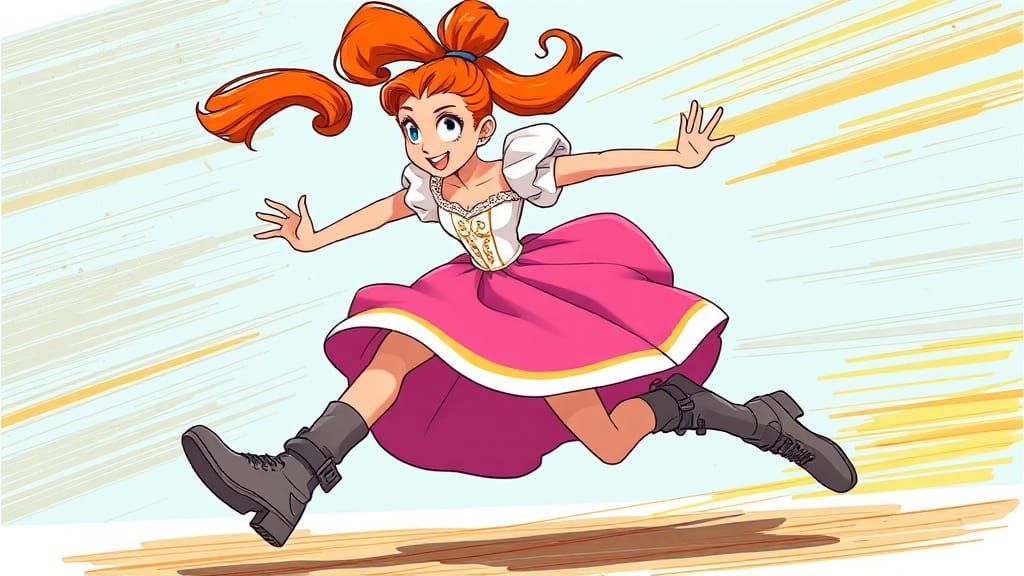Cartoon Princess Sprinting with Dynamic Motion